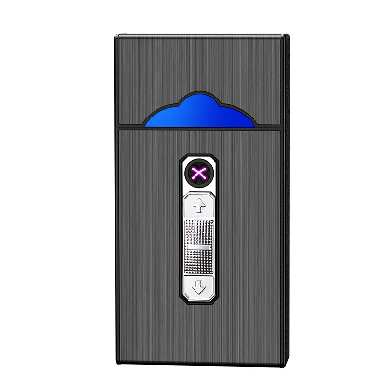 USB 충전식 아크 라이터 담배 케이스 (20개 담배 포함) 일체형 라이터 선물 도매