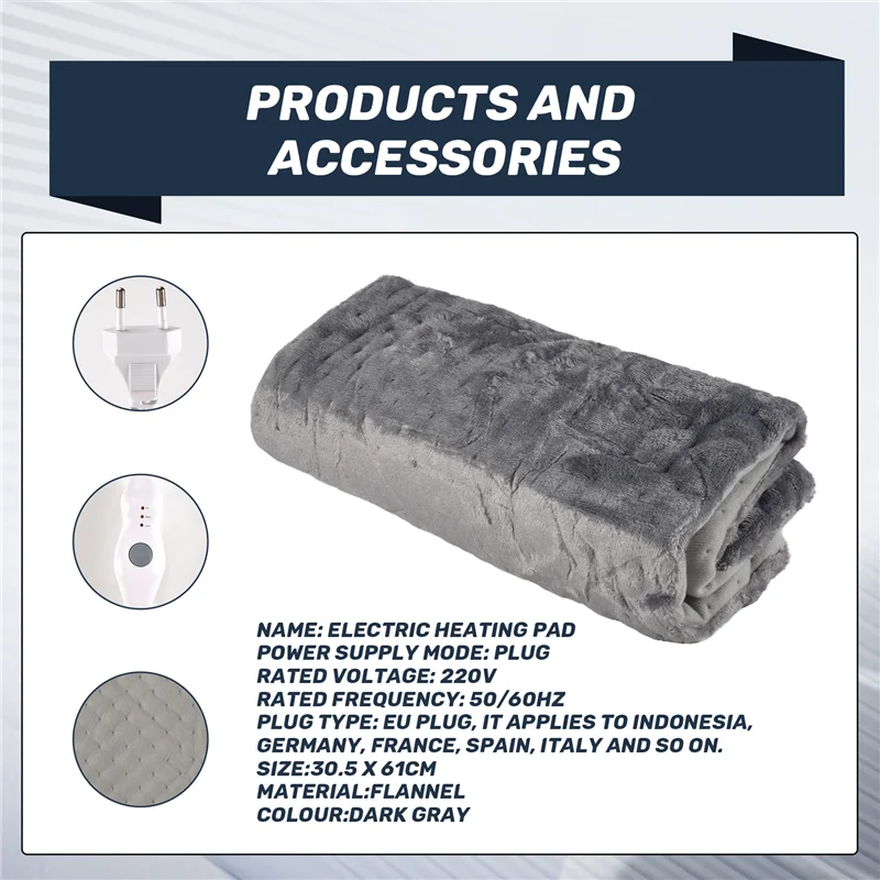 HIM-Extra großes elektrisches Heizkissen zur Linderung von Rückenschmerzen und Krämpfen, 30,5 x 61 cm, weiche Wärme für feuchte und trockene Therapie