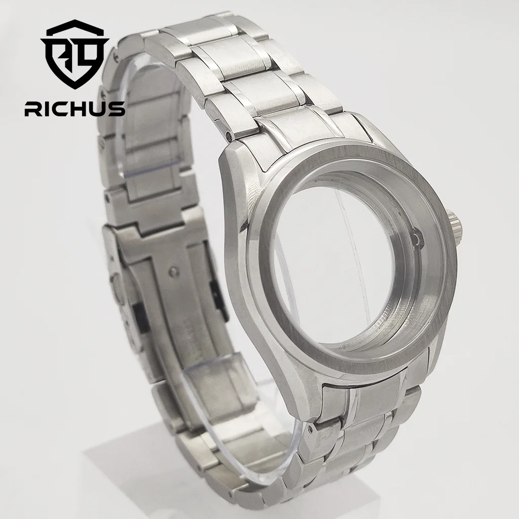 RICHUS NH35 케이스 38mm 시계 케이스 사파이어 글라스 핏 NH34 NH35 NH36 ETA 2824 PT5000 Miyota8215-DG 무브먼트