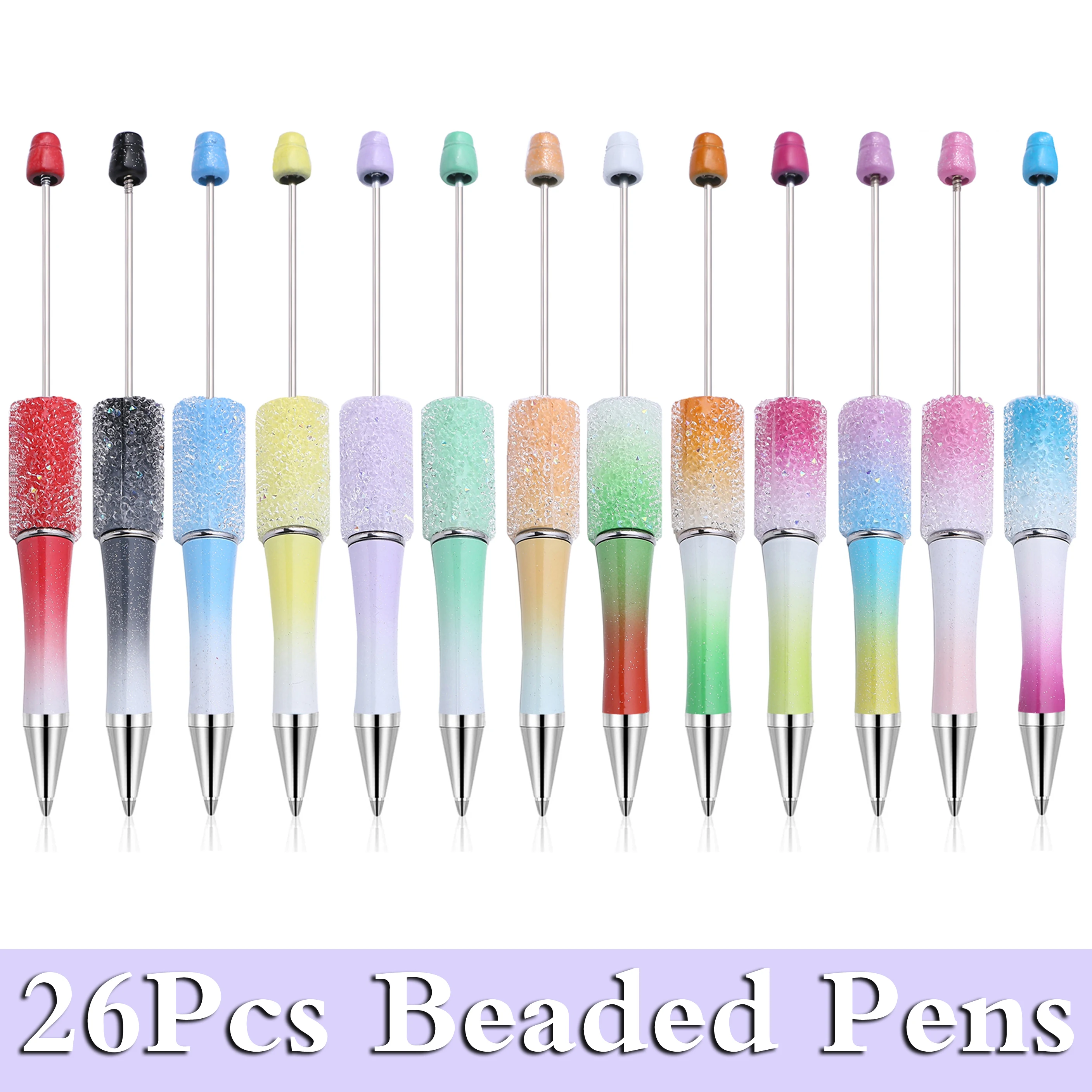 26PCS Wholesale Full Star Beaded Pen Creative DIY Handmade Sticker Set Diamond Beaded Ballpoint Pens