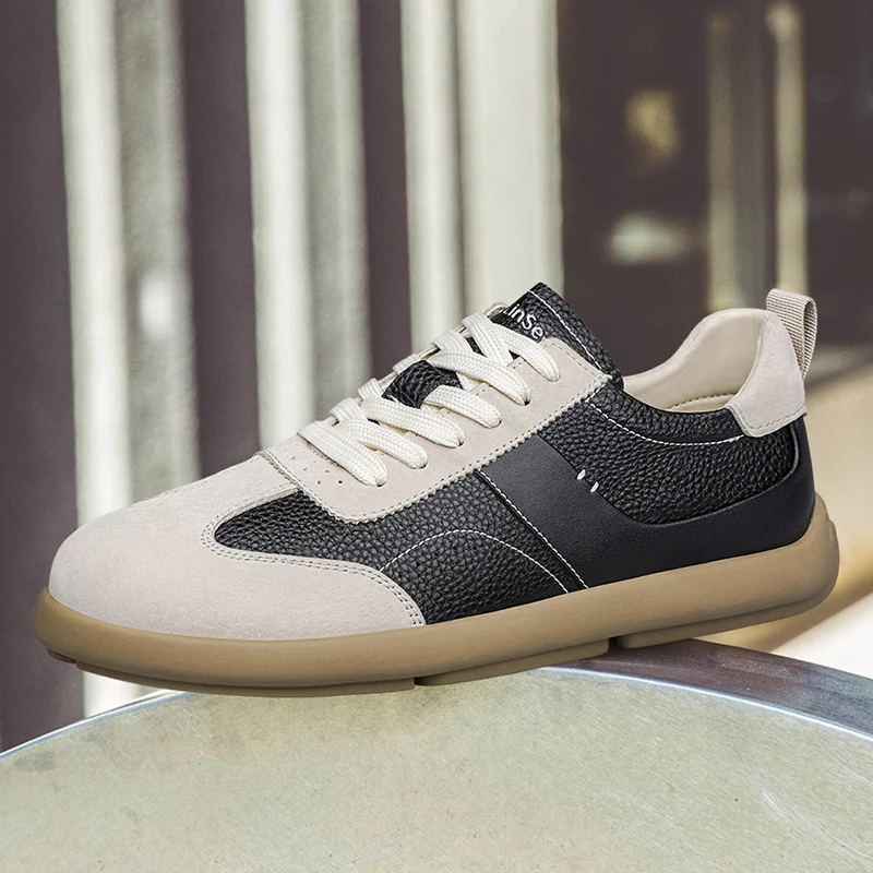 

New Men's Casual Shoes, High-quality Thick-soled and Durable Sports Shoes, Street Fashion and Retro Genuine Leather Skate Shoes