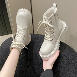 Fashion Women Ankle Boots Winter Shoes for Women Pu Leather Platform Boots Anti-slip Snow Boots Warm Cotton Zapatos Para Mujeres