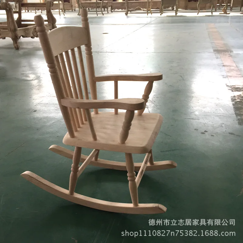 Children\'s rocking chair, baby chair, solid wood rocking chair, leisure chair, adult white stubble chair, solid wood sprayable