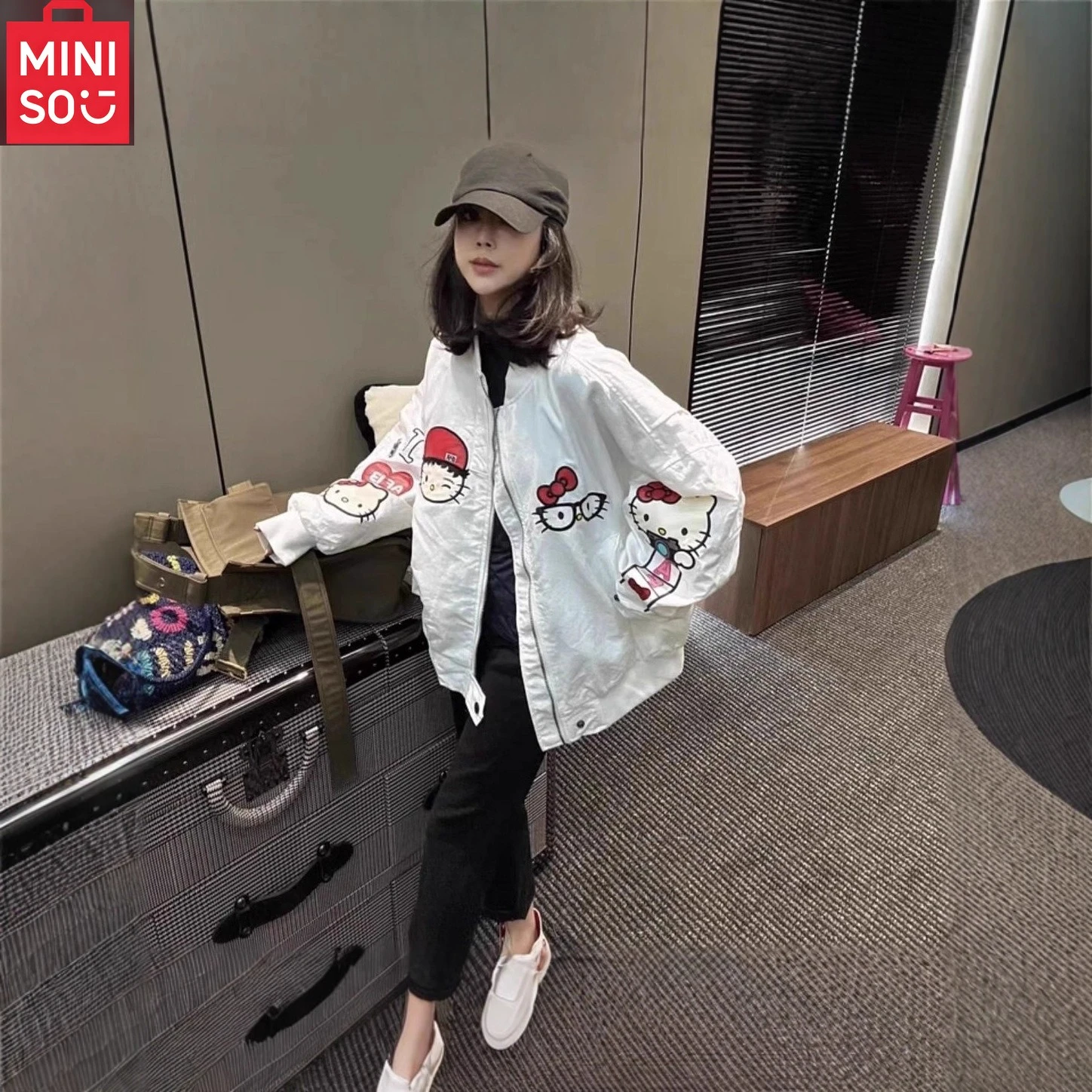 MINISO European Heavy Industry Embroidered Baseball Shirt 2025 Spring and Autumn Edition Women's Loose Jacket Top