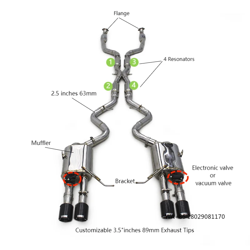 

OEM Valved Exhaust Catback System with Catalyst for M3 E90/E92/E93 4.0L 2008-2013 Stainless Steel Exhaust Pipe Muffler