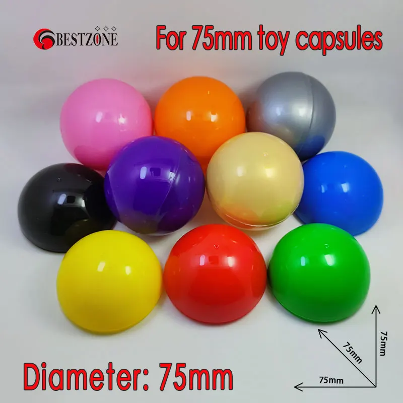 5Pcs 75MM 3Inch Colorful Empty Plastic Toy Capsules Surprise Ball Container Shell For Gashapon Vending Machine Kid Gift Can Open