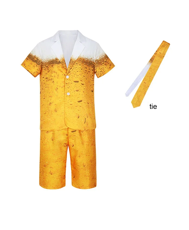 Men\'s Oktoberfest Suit Costume Adult Bavarian Beer Cosplay Dress Fancy Yellow Carnival Party Fantasia Halloween Role Clothes