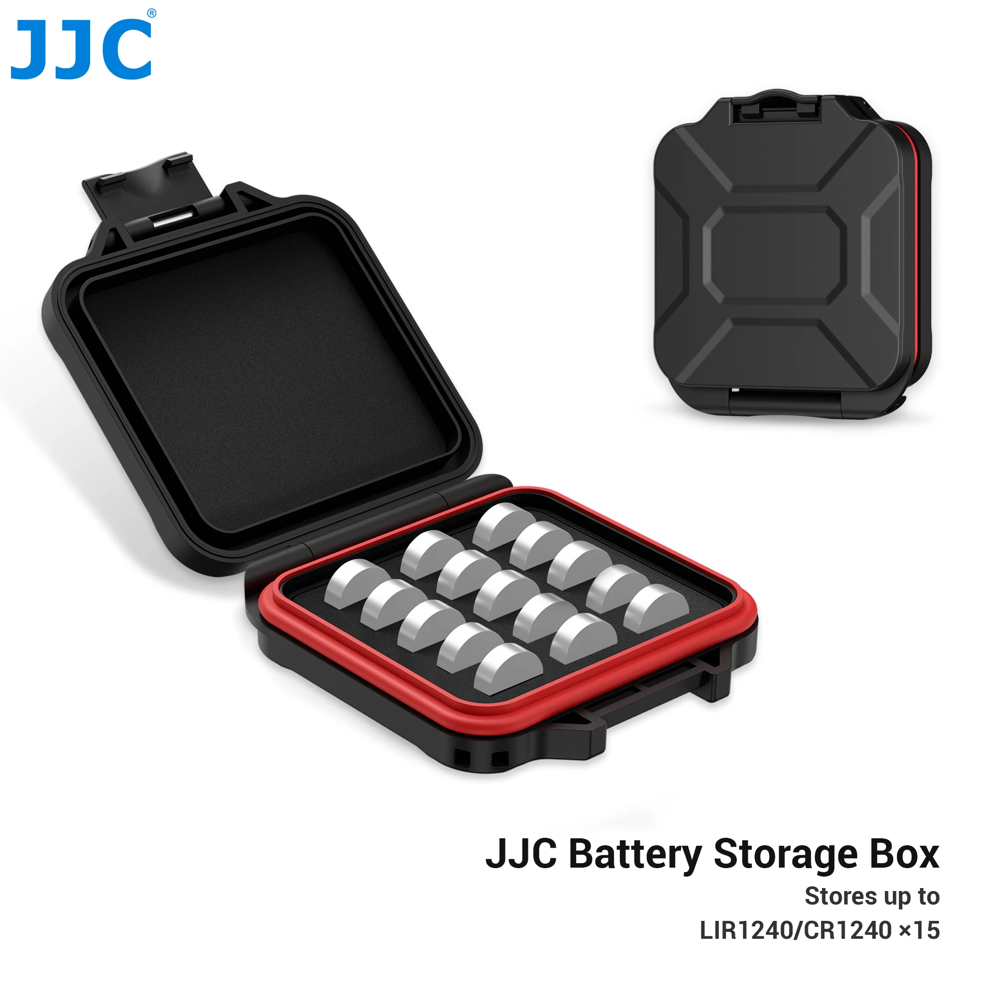 

JJC CR1240 Battery Case Holder Storage for 15 Slots LIR1240 CR1240 Coin Batteries Small Storage Box Water-Resistant Anti-Shock