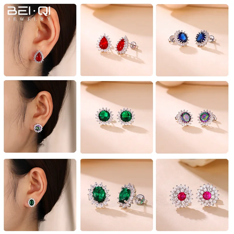 925 Sterling Silver High Quality Earrings Cute Trendy Bluey Cubic Zirconia Wedding Party for Women Anniversary Gift New Jewelry