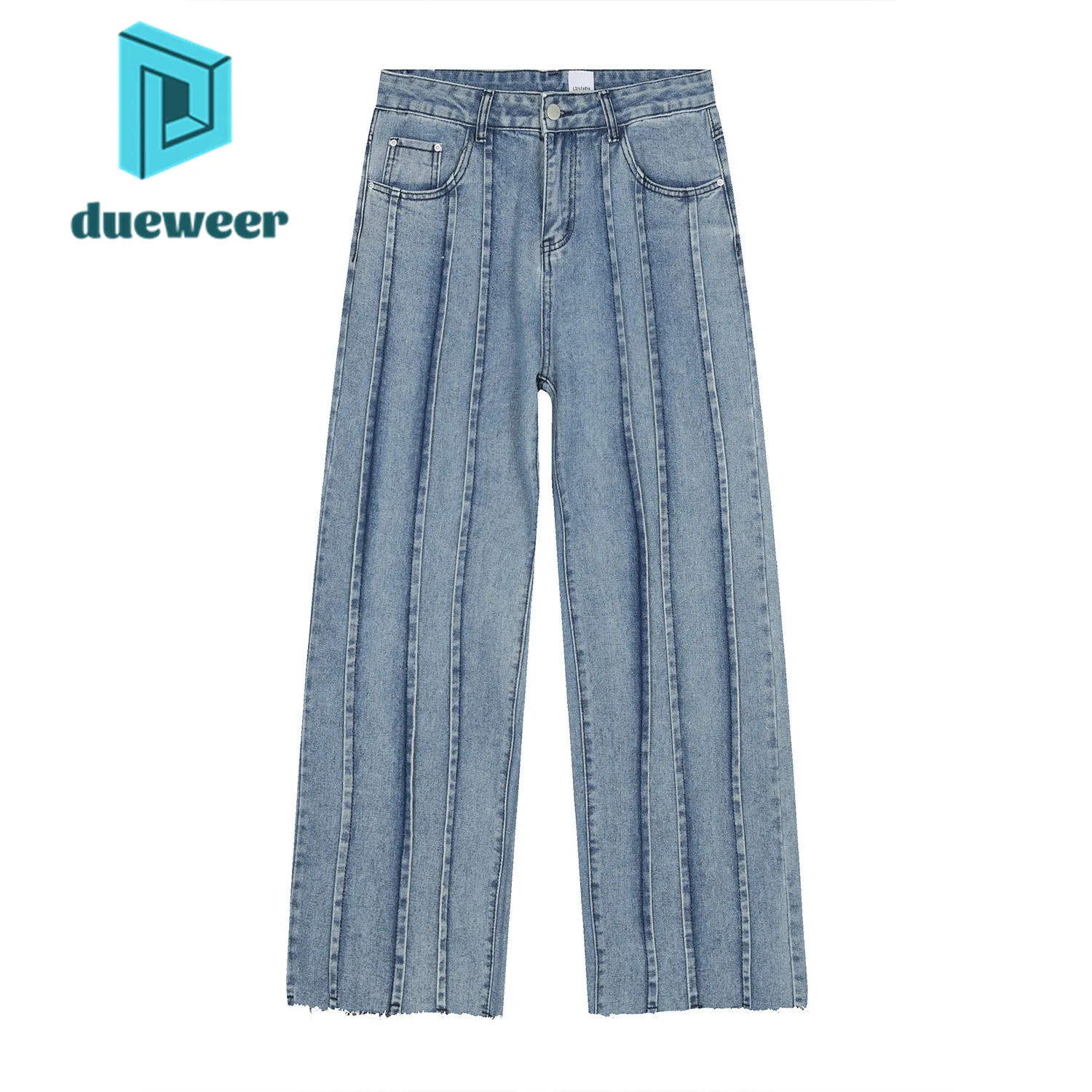 

DUEWEER Men Vintage Loose Straight Pleated Jeans Baggy Harajuku Denim Pants Casual Trousers Distressed Streetwear Goth Clothes