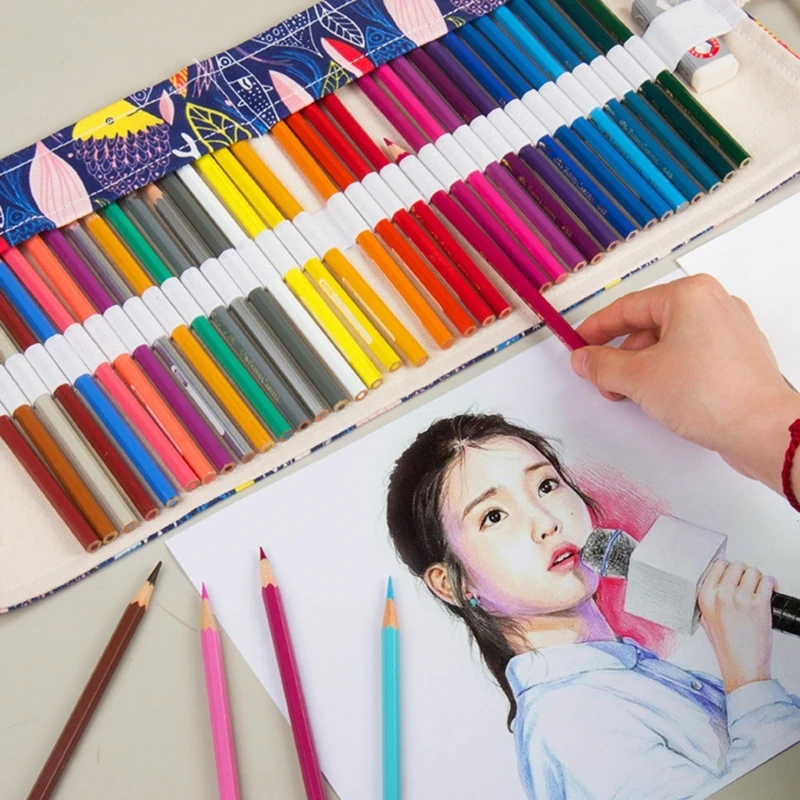 36/48/72 هول قماش نشمر قلم رصاص حقيبة سعة كبيرة القلم الستار التفاف حامل تخزين الحقيبة اللوازم المدرسية دروبشيبينغ