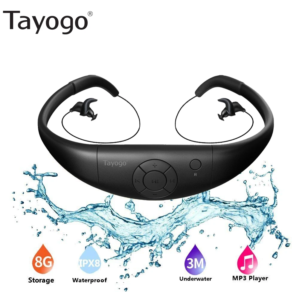 Tayogo 8G IPX8 водонепроницаемый MP3 новейший музыкальный проигрыватель для плавания и дайвинга встроенный проигрыватель с шейным ободом стерео спортивный наушник Аудио гарнитура