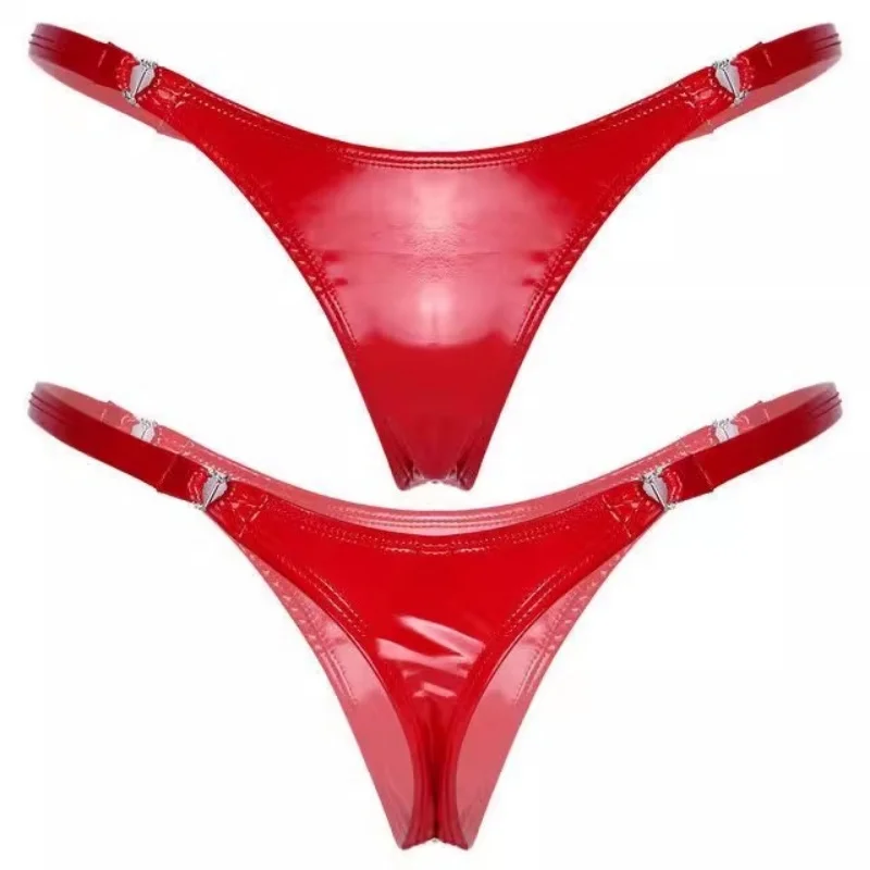 حجم كبير النساء نظرة الرطب g-سلسلة منخفضة الخصر فو الجلود بيكيني سيور القطب الرقص الملابس الداخلية الغريبة القلب مشبك مثير سراويل #6