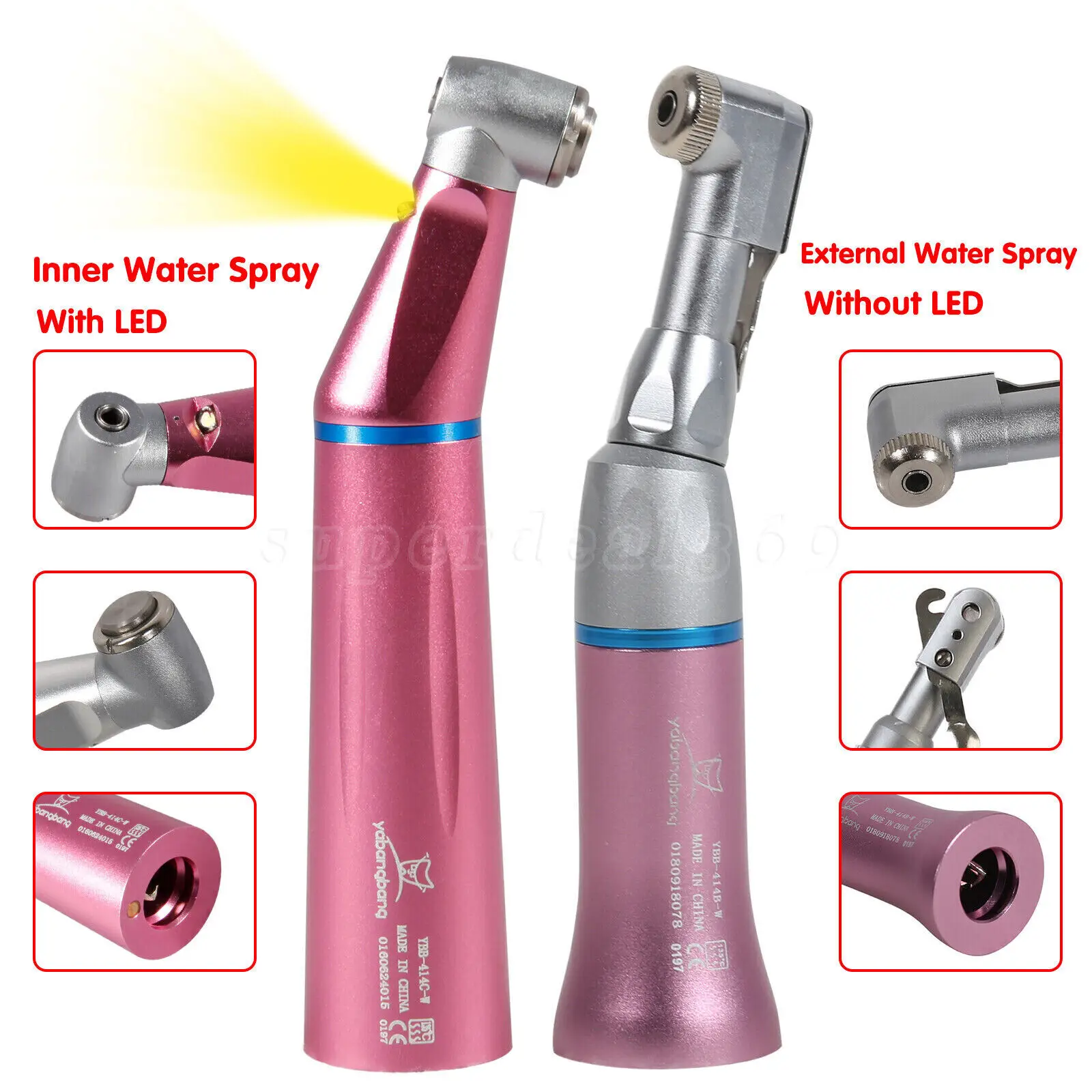 

Dental NSK Type Contra Angle E-generator Fiber Optic LED Slow Low Speed Push Button Handpiece 1:1