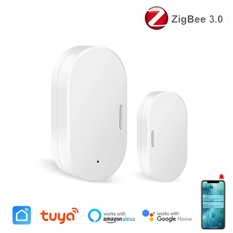

Tuya Smart Zigbee Door And Window Magnetic Sensor Wireless Connection Google Home Wireless Detectors Door Magnetic Automation