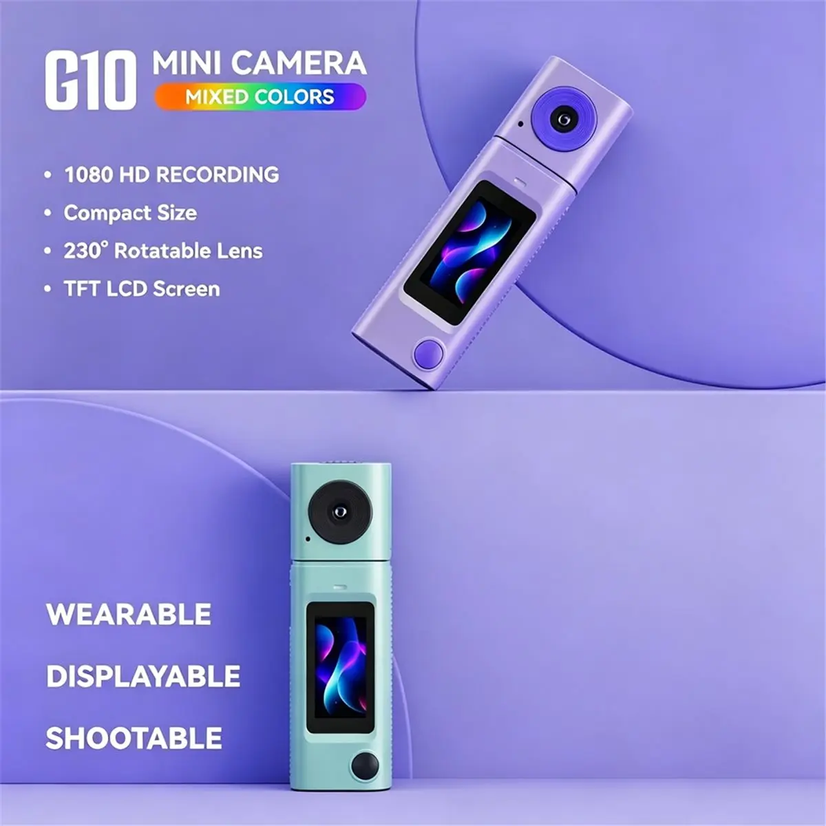 AA80 Digital Thumb Camera 1080P Keychain Camera 0.96inch Very Small Camcorder Video Recorder 230° Rotatable Lens C