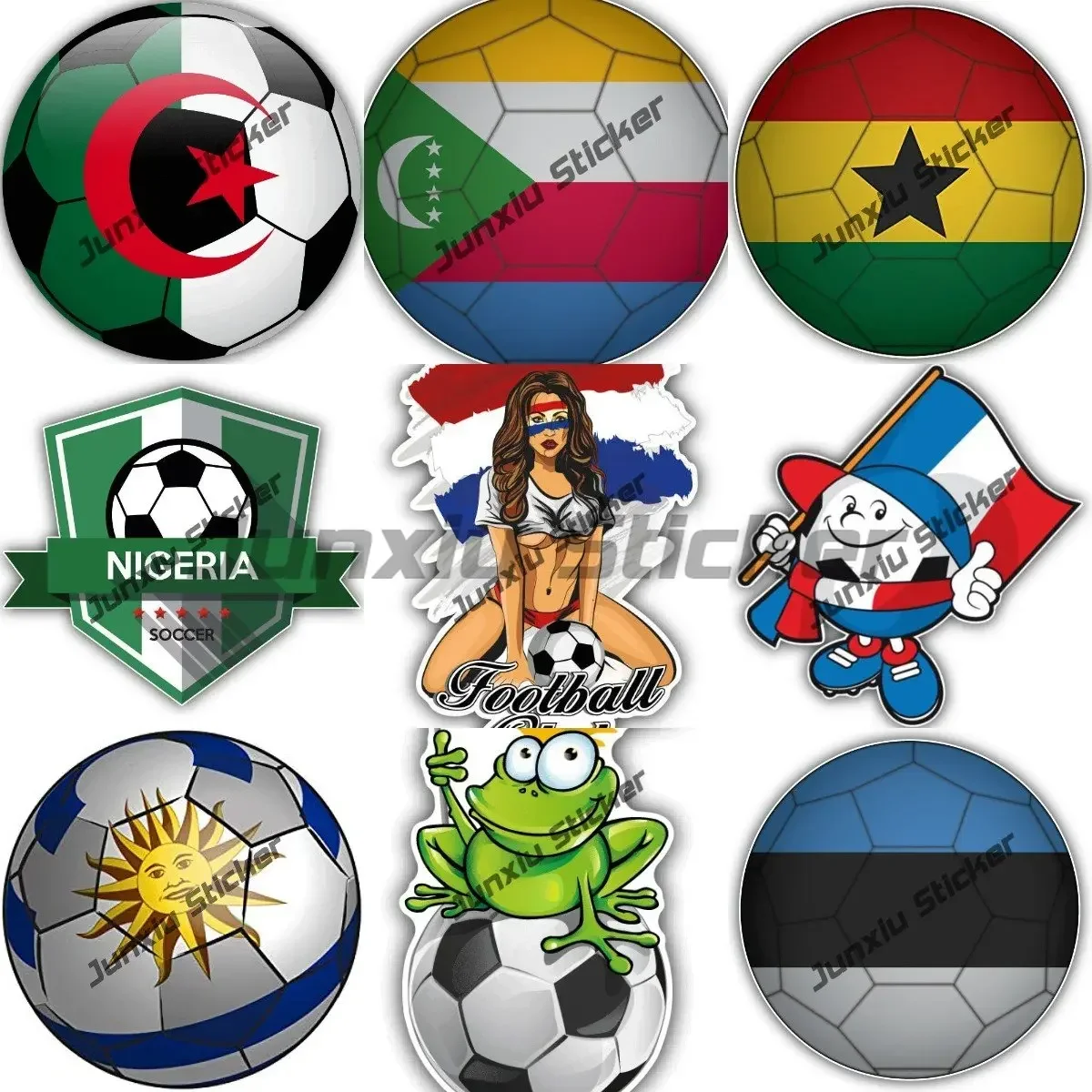 

Netherlands Flag Soccer Club Fan Girl Sticker Brazil Flag Frog Football Football Baby Fans Decal Funny Custom Printed Decals