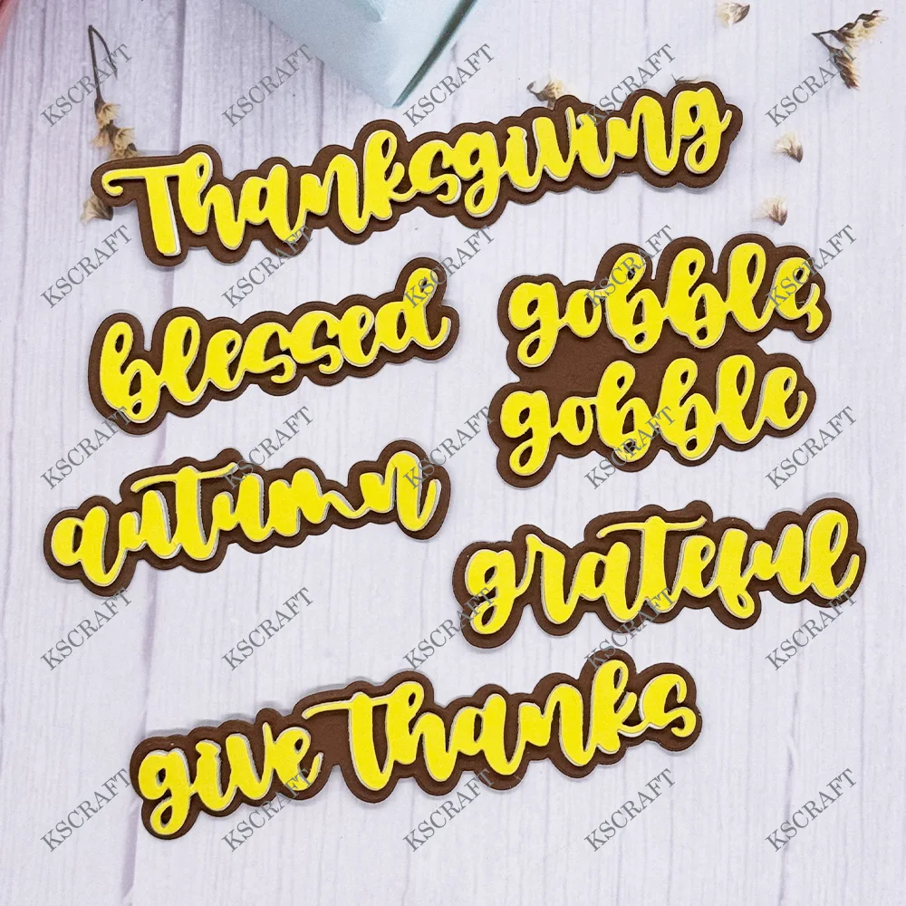 KSCRAFT 2024 Fall Shadow Words Cutting Dies Stencils for DIY Scrapbooking Decorative Embossing DIY Paper Cards