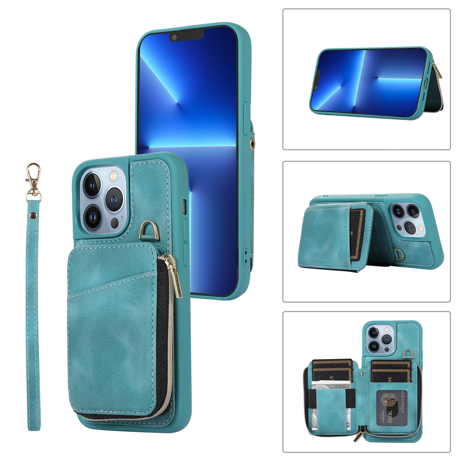 H2*Solid color Leather Case Anti-fall Wallet Flip Phone Case for iPhone6/6s/7/8/SE2020/SE3/X/XS/XR/11/12/13/14/15Pro Plus ProMax