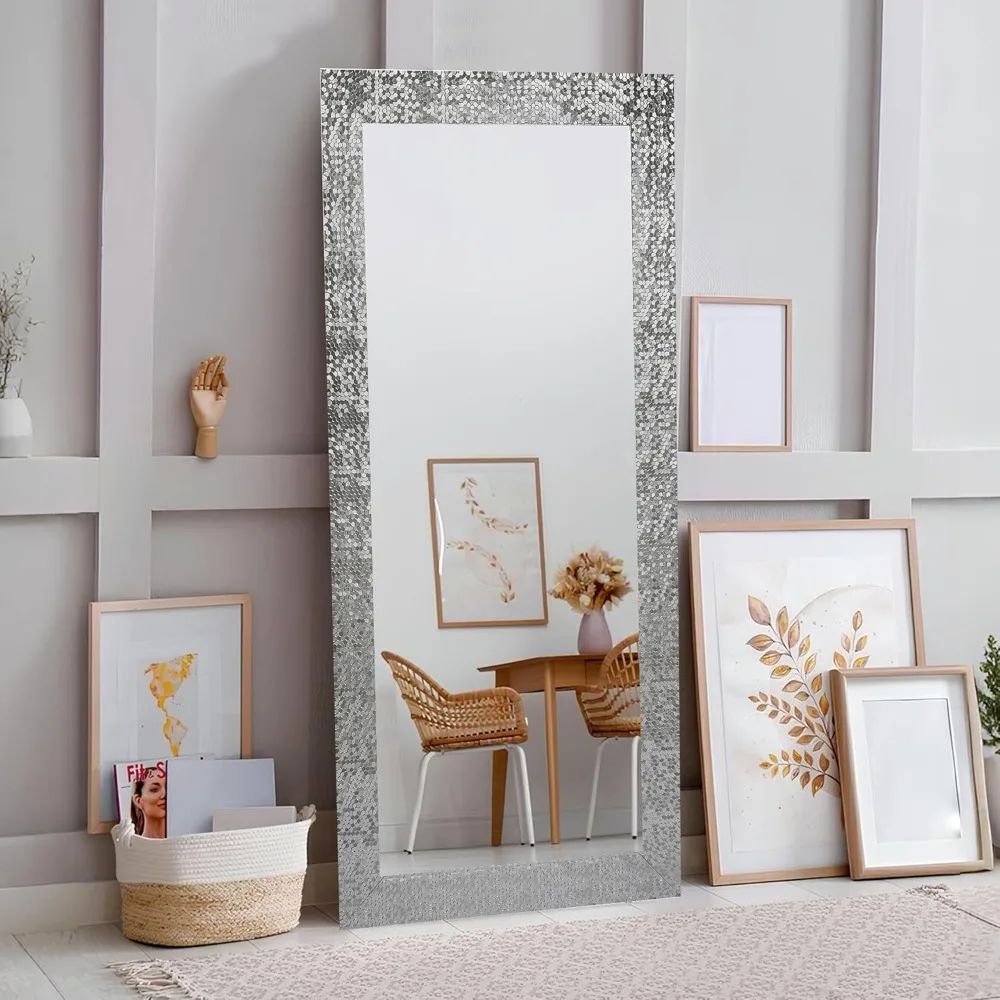 

Mosaic Style Full Length Mirror Wall Mirror Floor Large Floor Length Wall Full Silver
