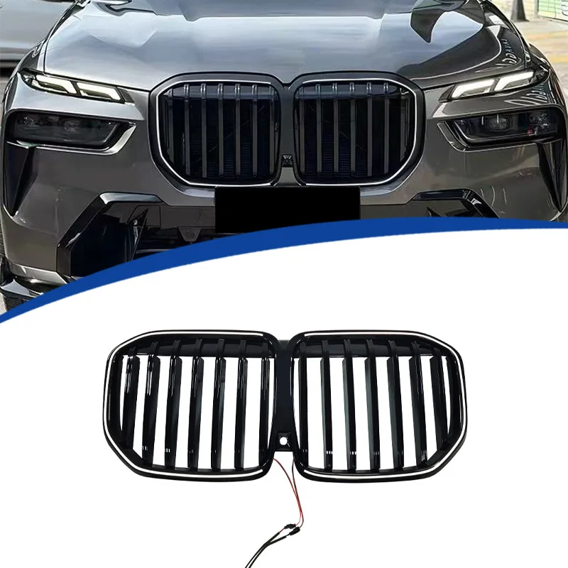 For 2023-2026 BMW X7 G07, Gloss Black LED Illuminated Kidney Grille, PC Aftermarket Replacement