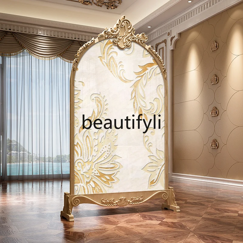 

Screen partition living room modern simple European light luxury door cover bedroom tea room entrance feather seat screen