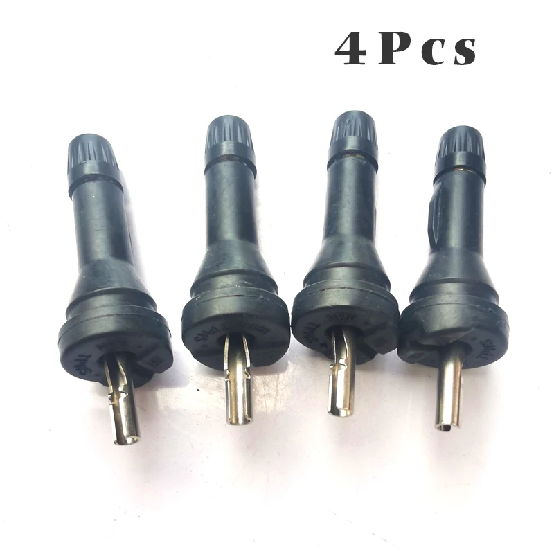 

4pcs TPMS Tire Valve Stems Short Black Rubber Tyre Tubeless Include Valve Stem Core for Nissan Qashqai Sylphy Teana X-Trail