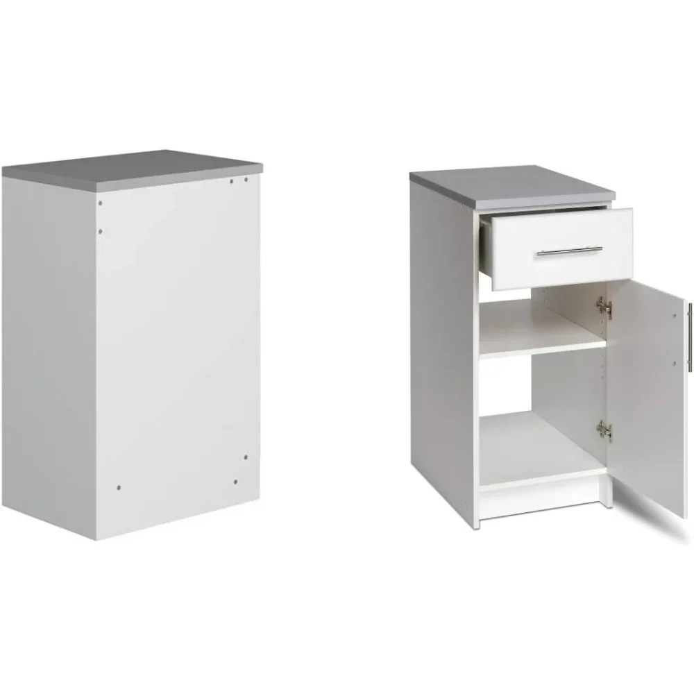 Elite 16" Storage Cabinet, White Storage Cabinet, Base Cabinet, Bathroom Cabinet with 1 Drawer and Adjustable Shelf