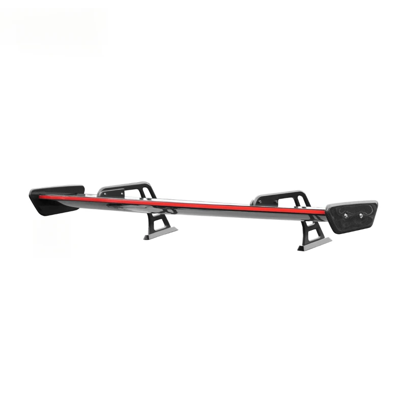 Dual Carbon Rear Bumper Spoiler Wing With Mounting Brackets Car Aero Tuning Accessories