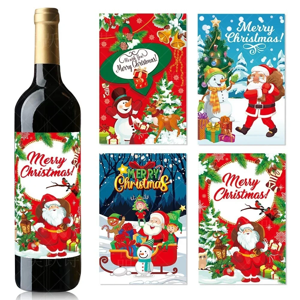 8PC Christmas Wine Sticker Decoration Merry Cristmas Decor for Home 2025 Wine Sticker Xmas Ornament Navidad Natal New Year Gifts