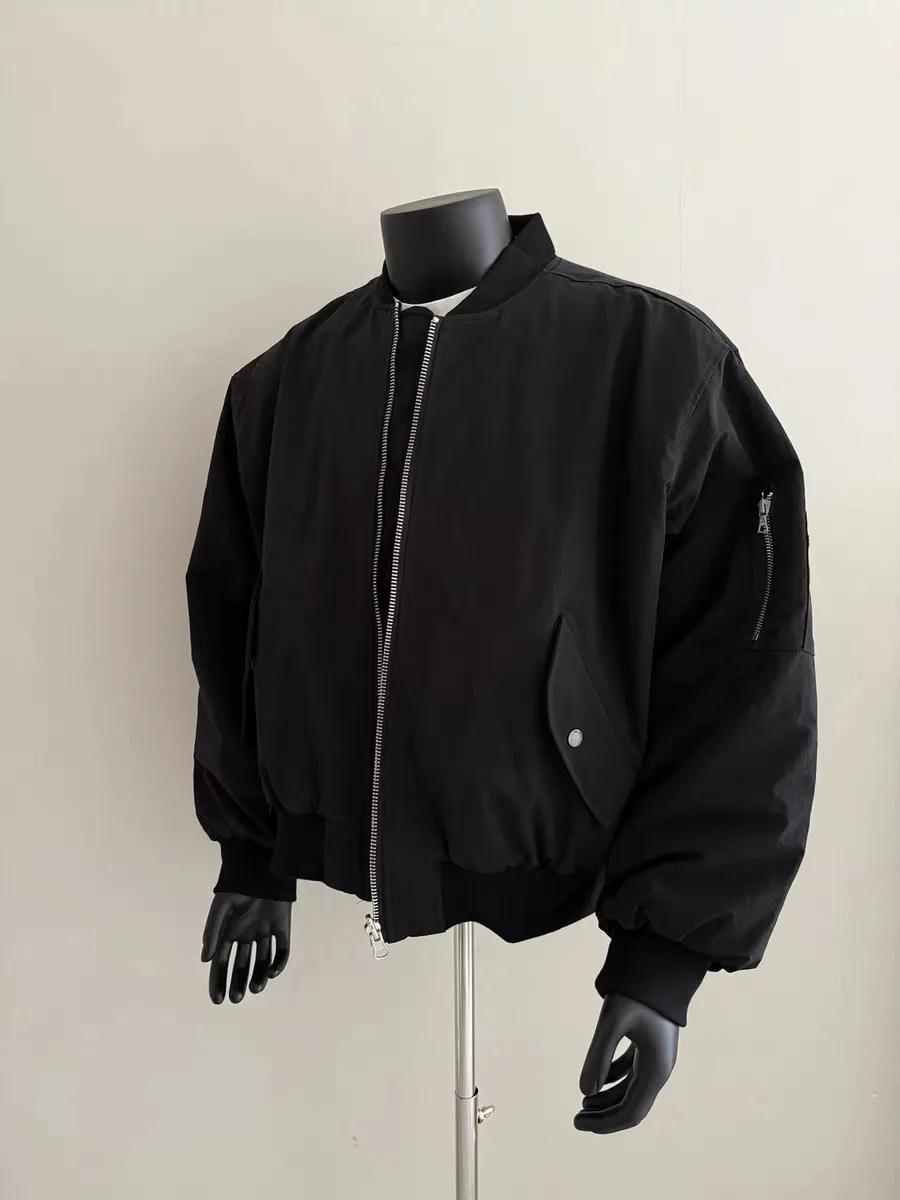 

ex Double-Sided Wear Plaid Wide Fit Jaet Youth Faion Baseball Collar Long Sve Outerwear for Autumn Winter