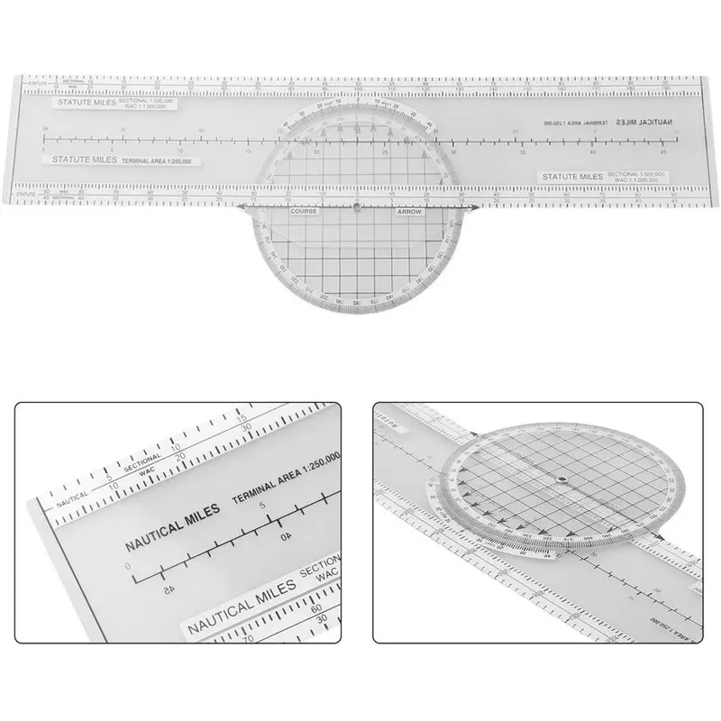 2026 New ABS Aviation Navigation Plotter 360-Degree Rotation For Flight Planning- Slide Ruler Tool For Pilot Training