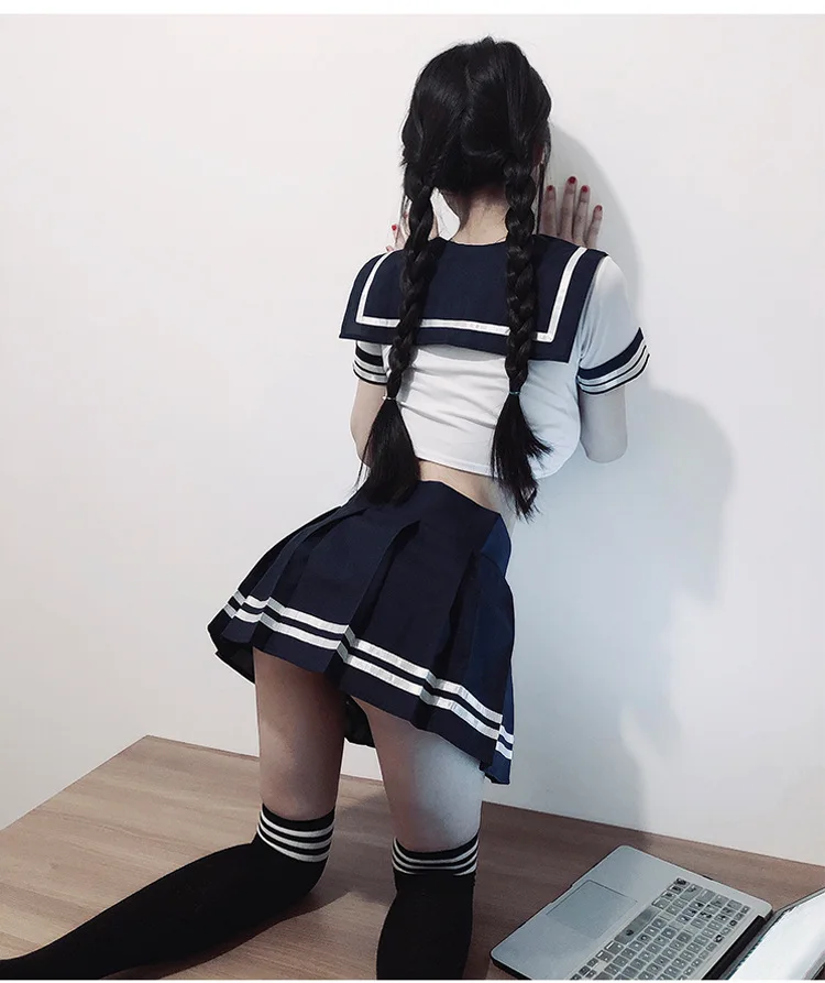 Japanese AV Actress Costumes Sexy Lingerie Sweet Cute School Girl Uniform See Through Sleepwear Student Cosplay with Mini Skirt