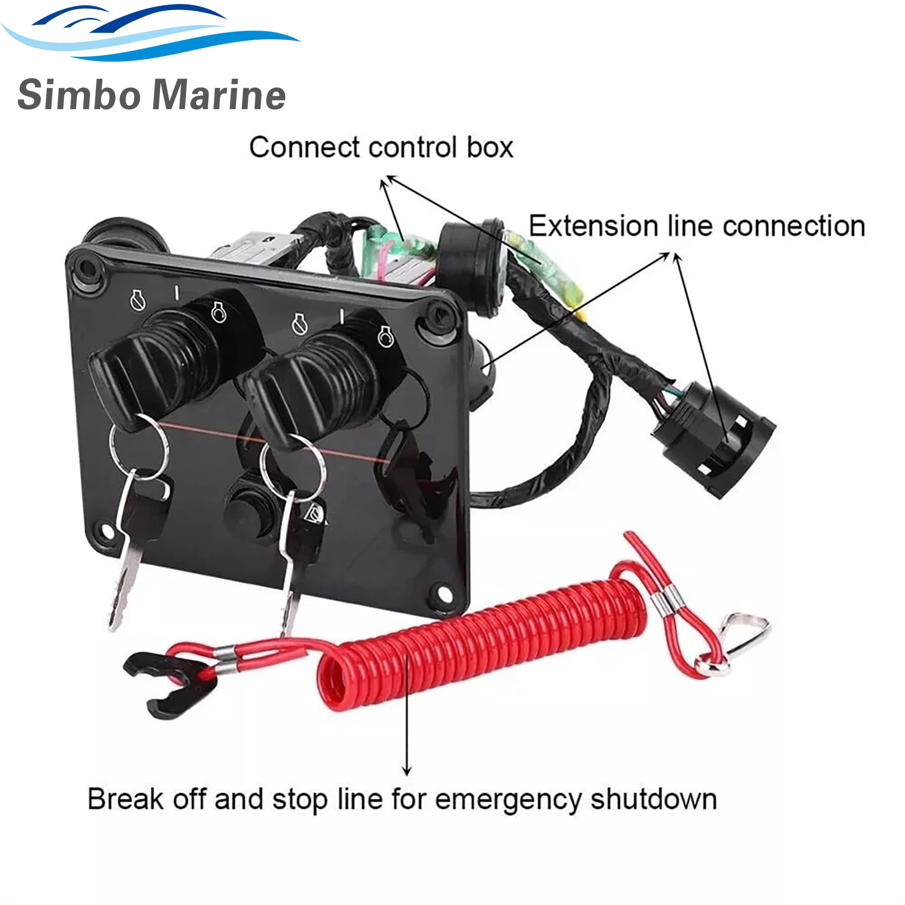 Dual Key Switch Assembly Metal Plastic Engine Penel for Yamaha Outboard Motors Double Vertical Control 6K1-82570-08 6K1-82570-13