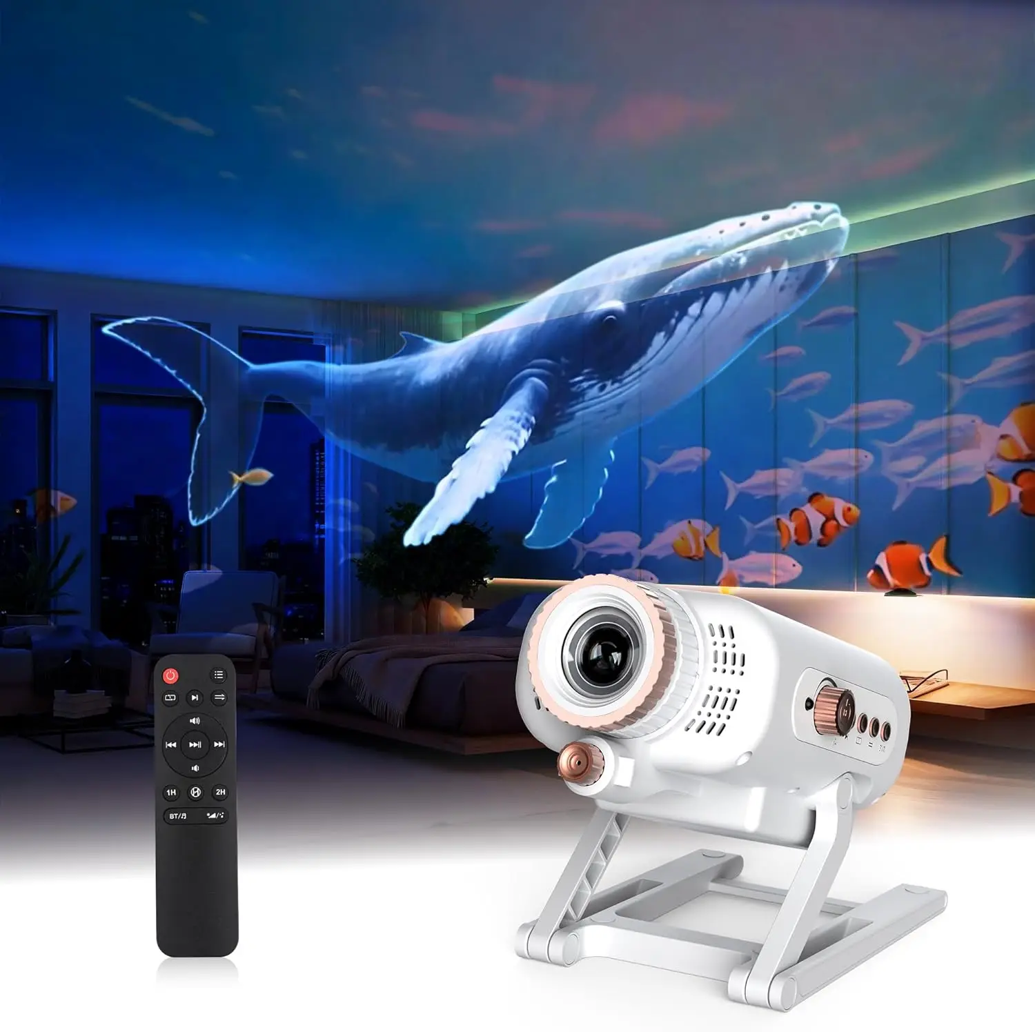 

Cinematic Mood Projector with 60 Moving 3D Scenes, Bluetooth Speaker, Night Light for Room Decor and Gifts