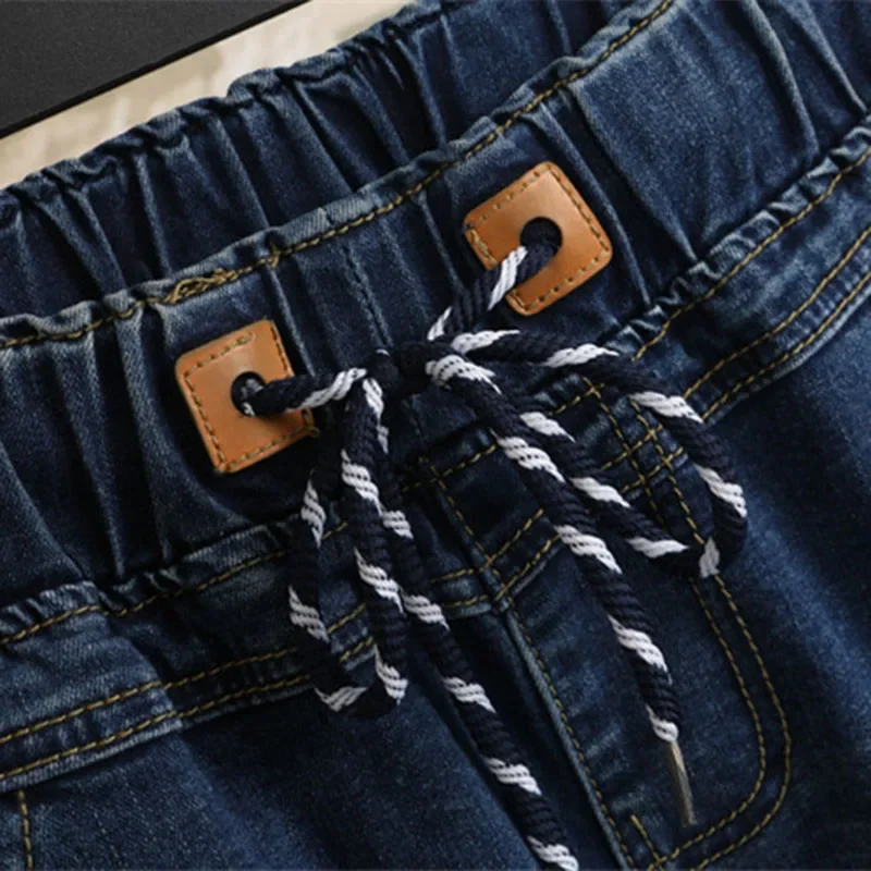 2022 Plus Size Summer Ripped Denim Jeans Short Women Casual Lace Up Capris Ladies Wide Leg Harem Pants 4XL 5XL C3200