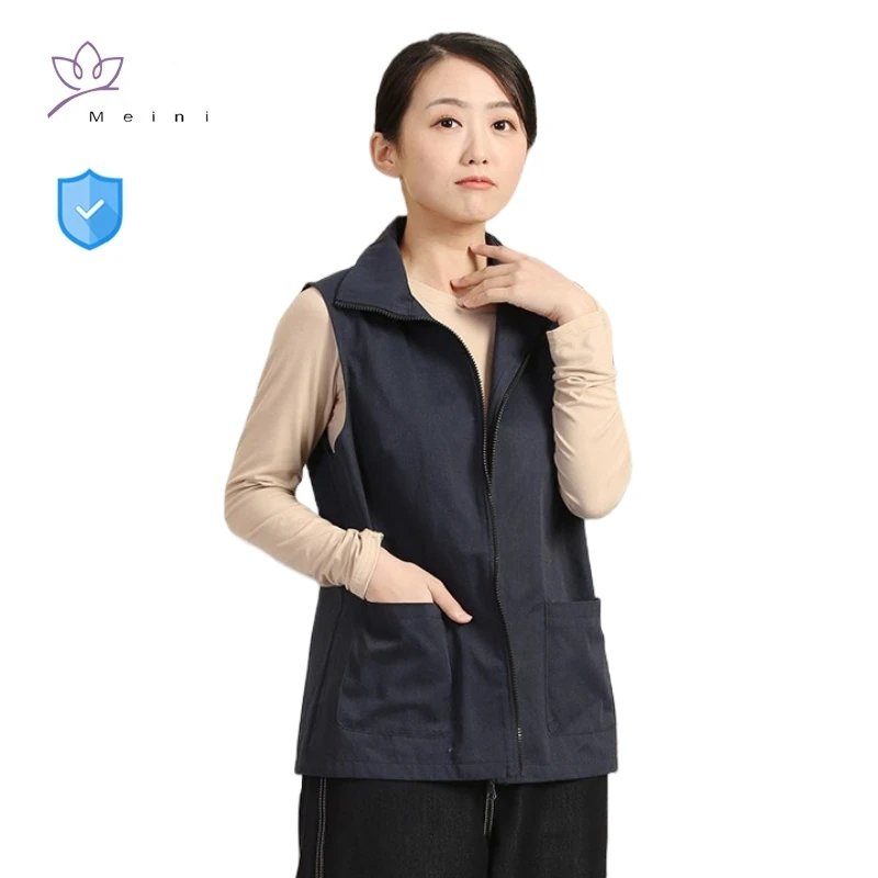 Electromagnetic radiation protection high neck vest Communication base station, Computer EMR shielding metal fiber clothing