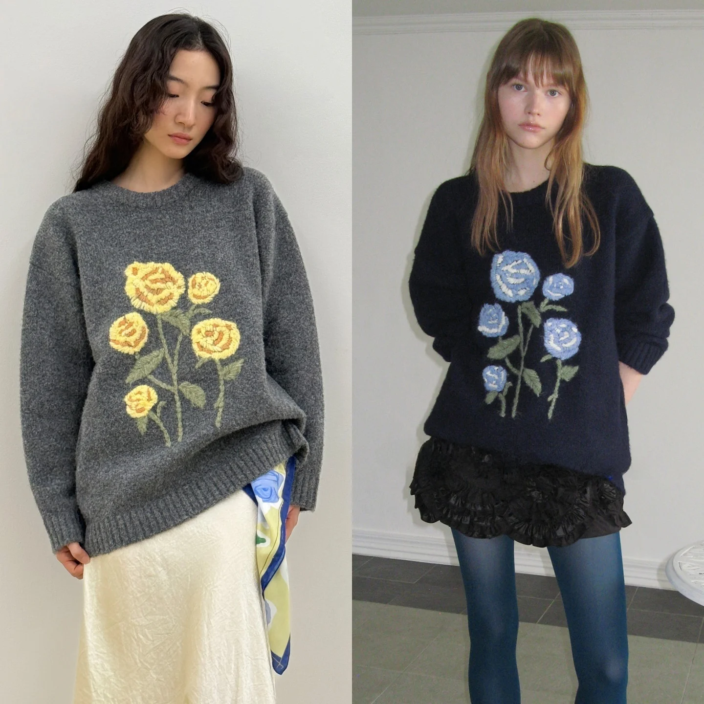 

Мягкий вязаный свитер с цветочным узором, круглый вырез, универсальный, из смесовой шерсти, женский, модный, весна 2026