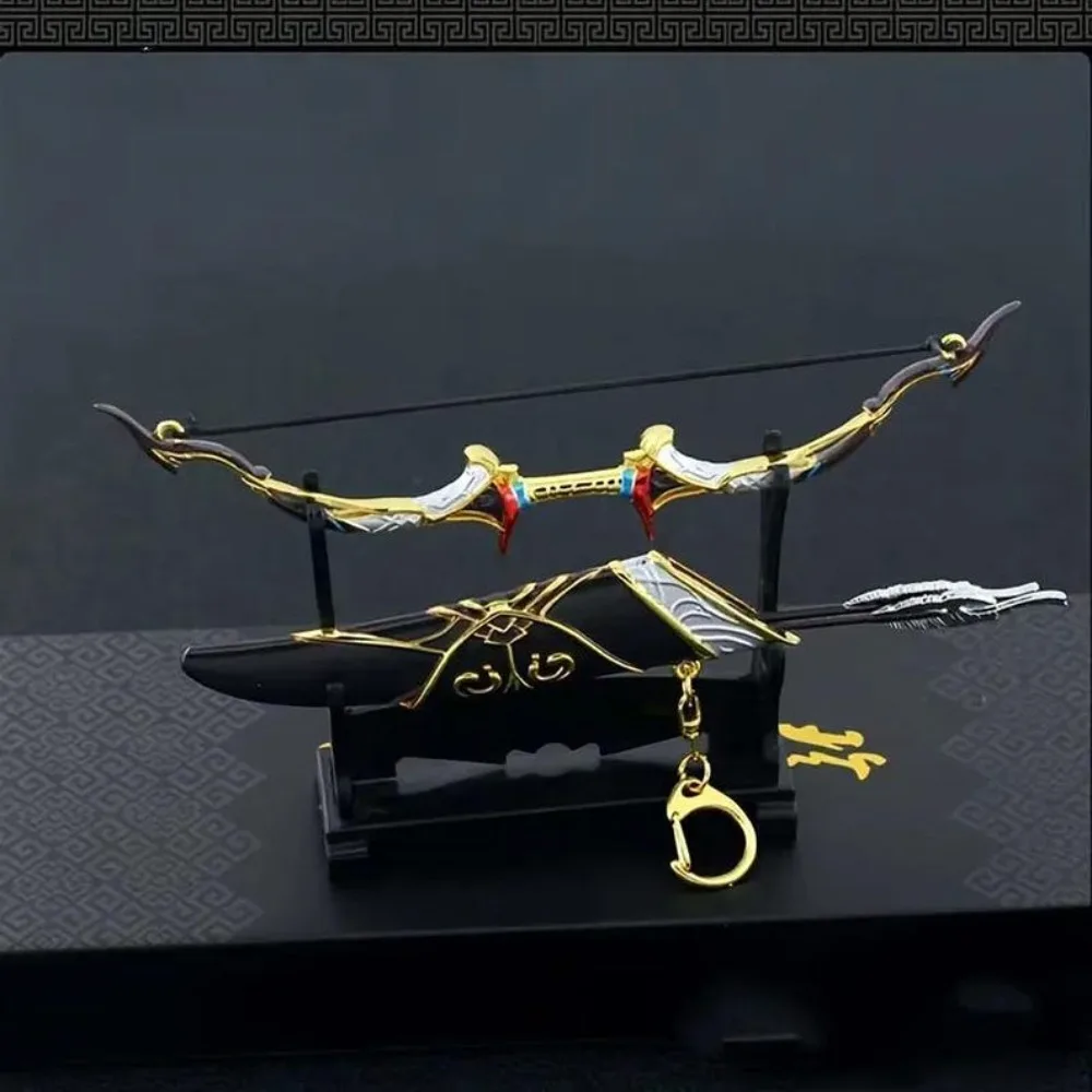 Mini Archery Bow Set Hunting Bow Model Metal Material Miniature Sports Toy Desktop Decoration Keychain for Adults Kids view 4