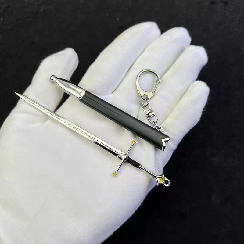 Porte-clés épée Narthil 12cm, arme de terre du milieu Aragorn, matériau métallique médiéval, Katana, épée de samouraï, ornement, artisanat, cadeaux, jouets