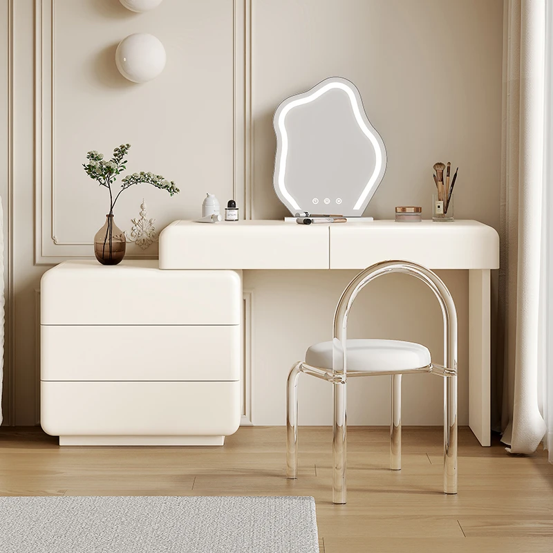 

Туалетный набор Мини-туалетный столик с зеркалом и стулом для макияжа, современный органайзер для туалетного столика середины века, органайзер для макияжа