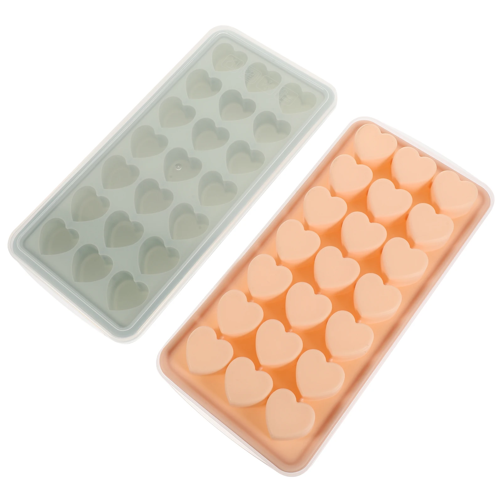 

2pcs Silicone Cube Tray Heart Shape 42 Holes Reusable Mold Freezer Kitchen Tool Ice Making Mold For Diy Summer Beverages