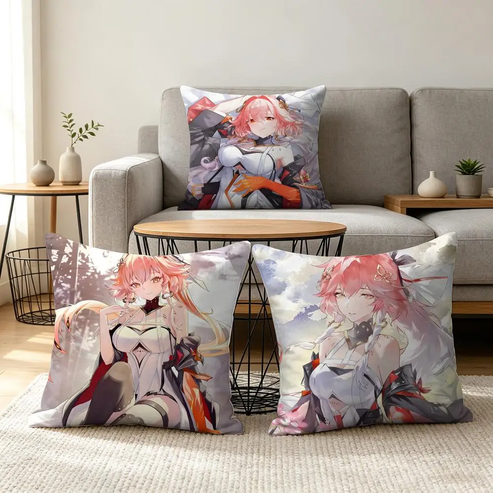 Changli Wuthering Waves Cushion Cover Soft Short Plush Pillow Cover Smooth Cozy Texture Aesthetic Cushion Case Home Decor