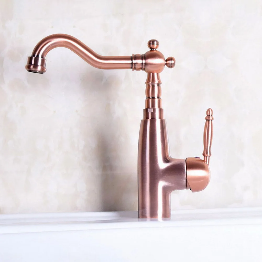 

Antique Red Copper Bathroom Faucet Basin Faucet Vanity Vessel Basin Mixer Tap Sink Faucet