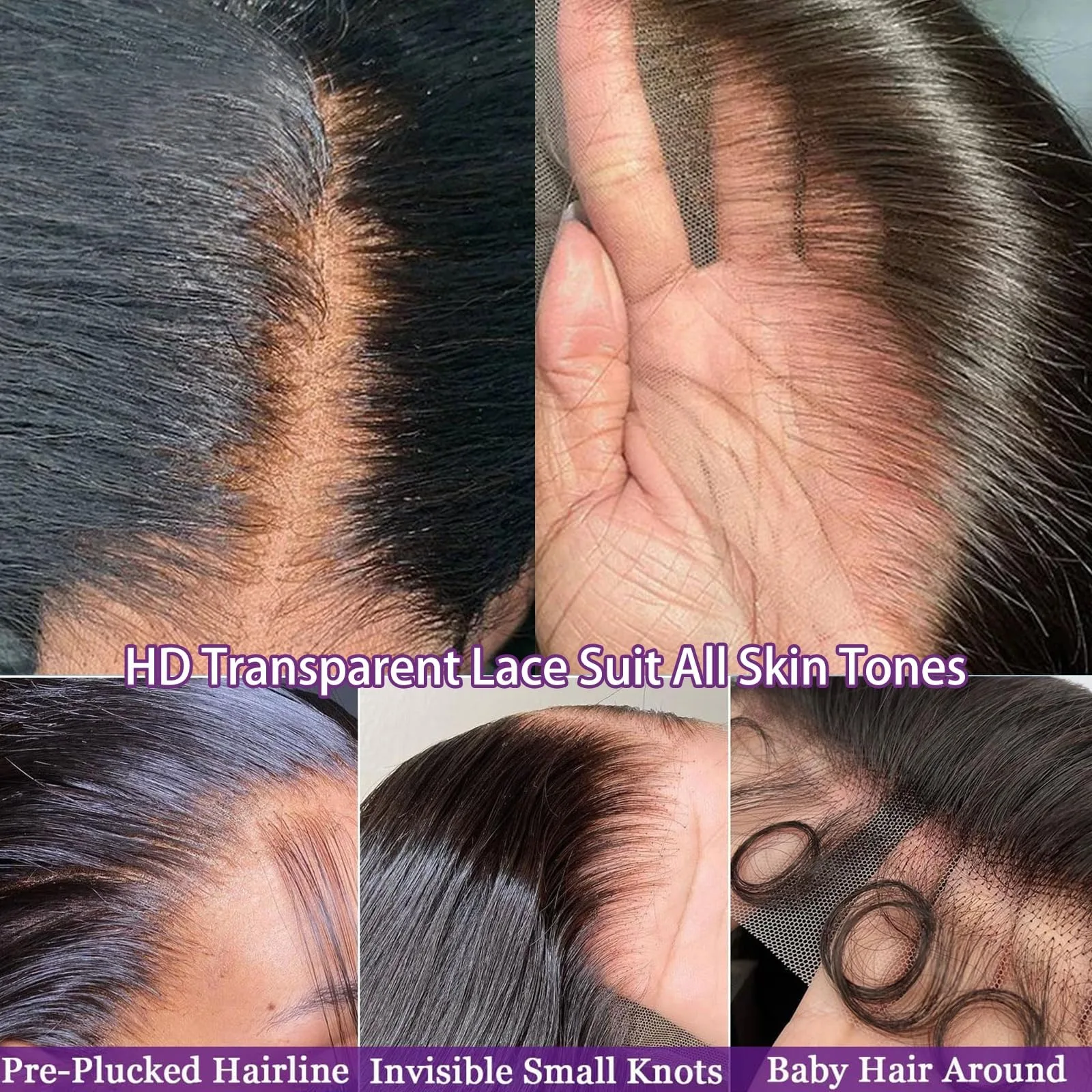 13x4 13x6 Hd Bone Straight Transparent Lace Front Wig Human Hair 44 Inch Pre Plucked Lace Front Wigs 250 Density 100% Human Hair image 4