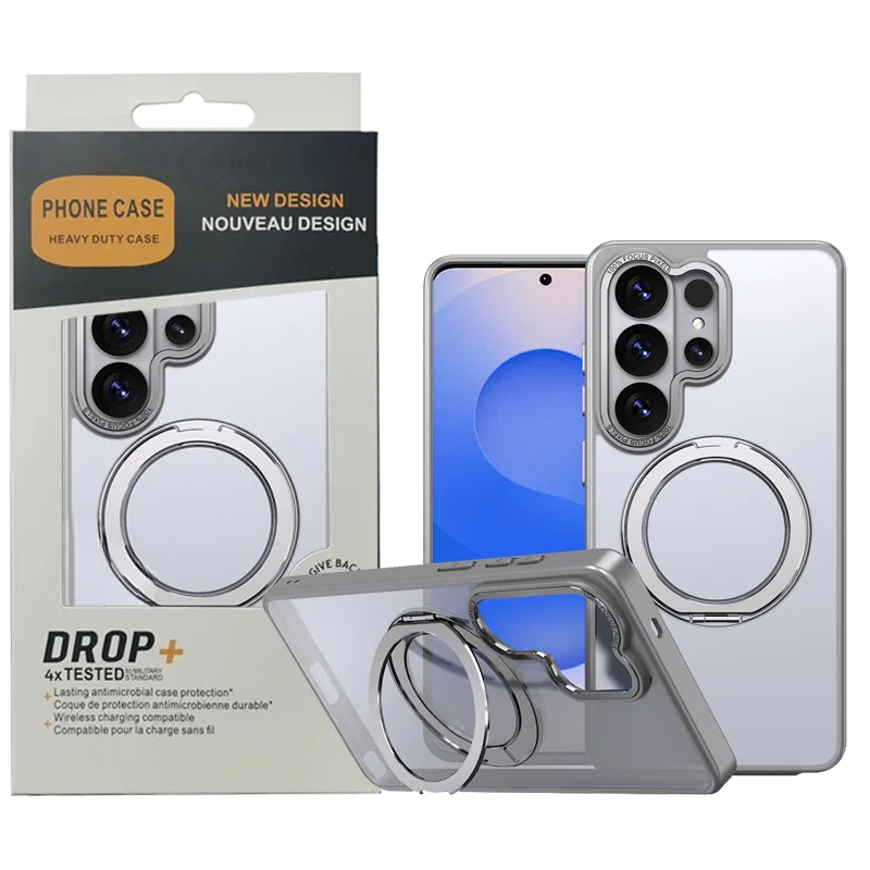 

Translucent Metal Ring Magnetic Stand OTT-Box Case For Samsung S26 Ultra S25 S24 S23 Plus For Magsafe Alloy Lens Protector Cover