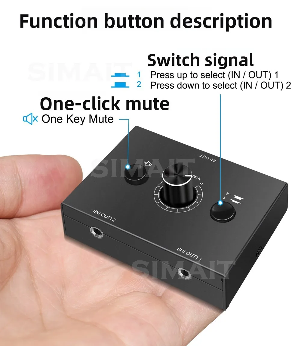 3.5mm to RCA 2-in 1-Out Audio Switch | Stereo AV Switcher for PC/Phone/Speaker | Aux RCA Adapter Cable