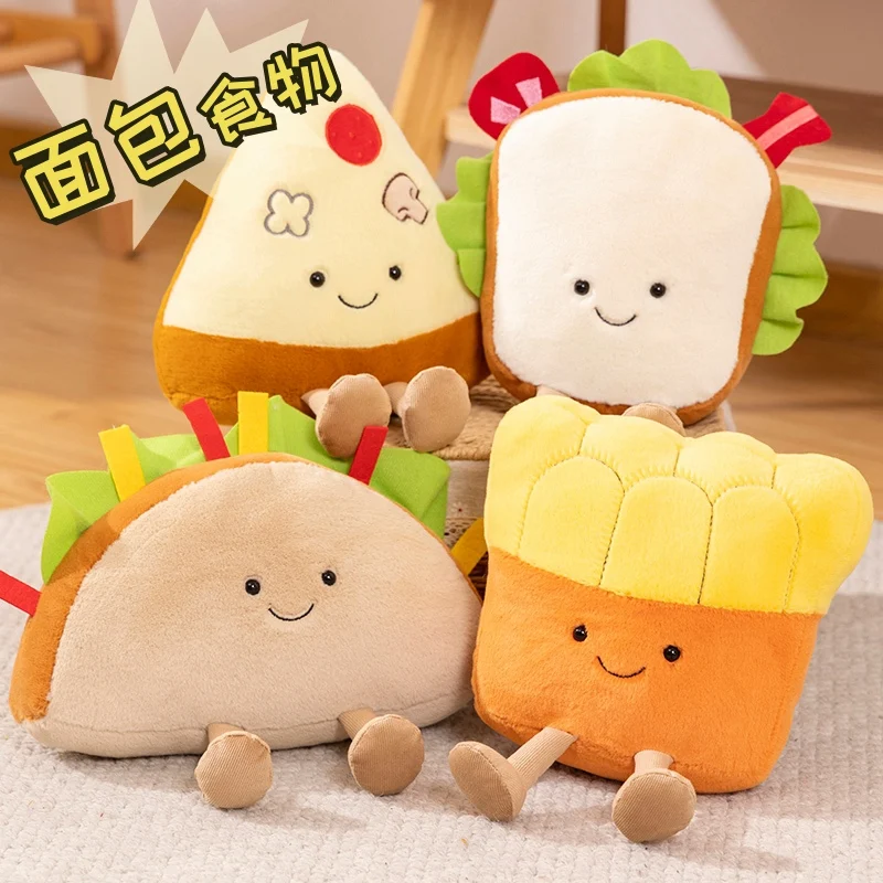 

Kawaii Cartoon Sandwich Pizza Taco French Fries Plush Pillow Soft Stuffed Food Soft Dolls Kid Toys Sofa Cushion Decor Girls Gift