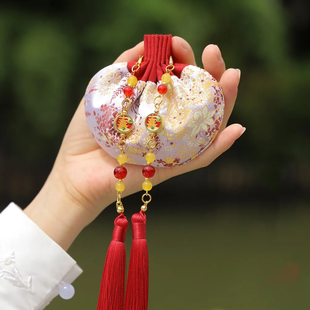 Empty Chinese Style Cloth Sachet Jewelry Bag Brocade Tassel Storage Sachet Embroidery Ancient Hanging Pouchperfume Bag