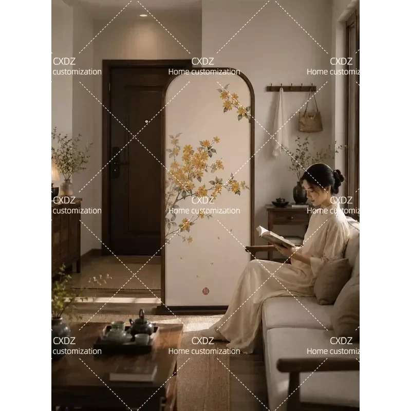Solid Wood Screen Divider for Living Room Entrance Movable Partition Wall Song Style Aesthetic Room Separator Hall Blocking